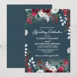 Azul turbio Invitación a la boda de Borgoña en B