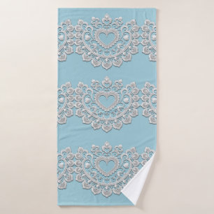 Azul Turquesa Blanco Encaje Corazón Boda Novia