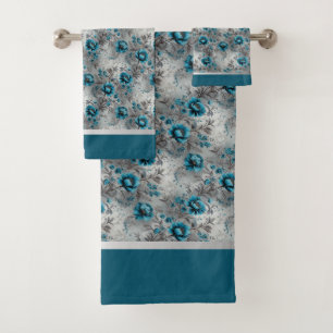 Azul Turquesa Floral Suave y Elegante
