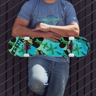 Azul Verde Dinámico Tren Cuervo Skateboard