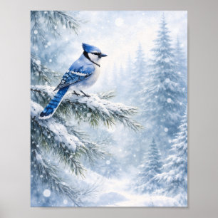 "Azul Vibrante Arrendajo en Arte de Acuarela de Ni