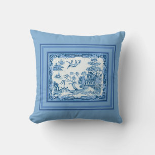 Azul Willow con Cojín decorativo de marco