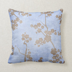 Azul y almohada oriental del árbol de Brown