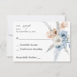 Azul y beige Boho Floral no Comida RSVP 2