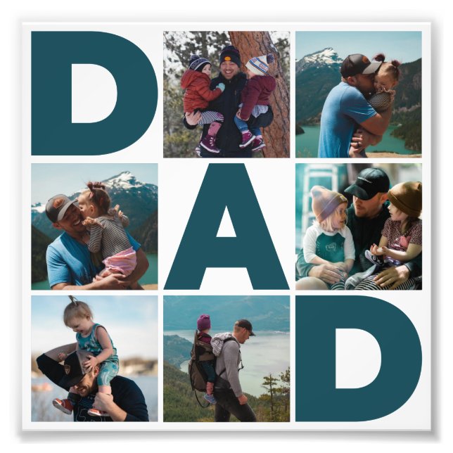 Azul y blanco 6 Collage de fotos papá Foto Ampliac (Frente)