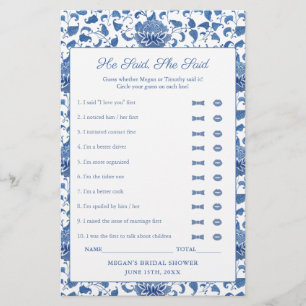 Azul Y Blanco Dijo Que Dijo Tarjeta De Juego De Du