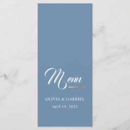 Azul y blanco. Menú de cena boda sencillo y elegan