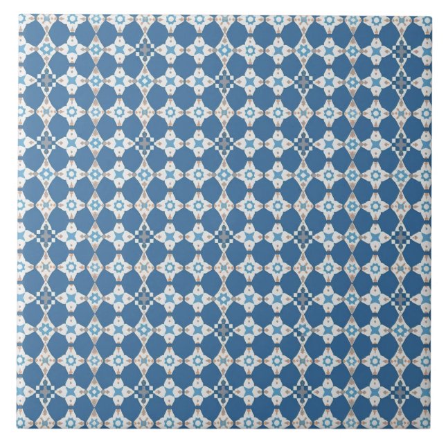 Azul y blanco Patrón Azulejo mediterráneo (Frente)