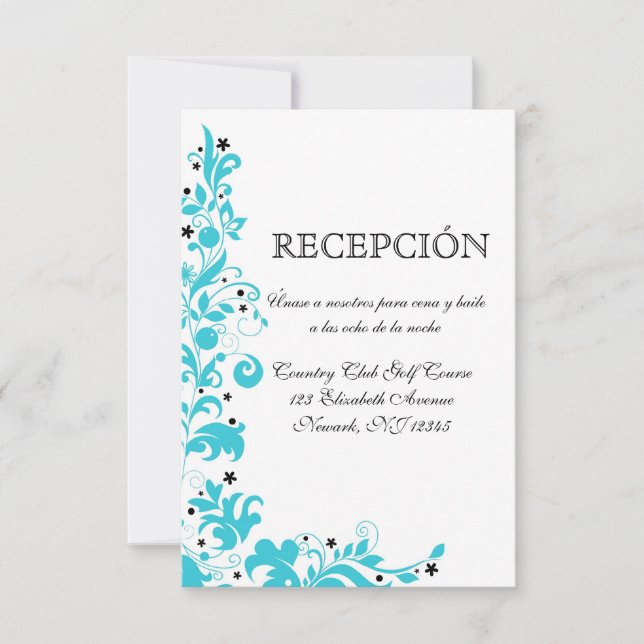 Azul Y Blanco Tarjeta de recepción (Anverso)