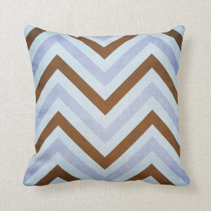 Azul y Cojín decorativo de Brown Chevron
