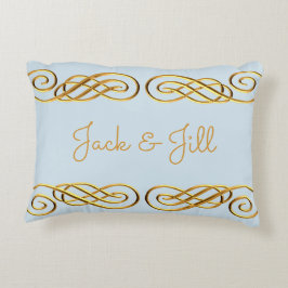 Azul y Cojín decorativo personalizado oro