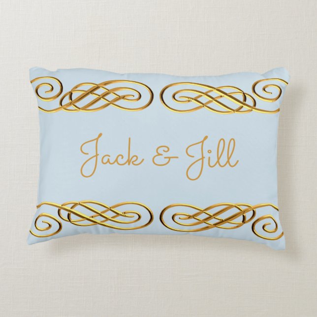 Azul y Cojín decorativo personalizado oro (Reverso)