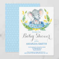 Azul y gris de la invitación de Baby Shower del
