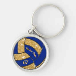 Azul y llaveros personalizados oro del voleibol