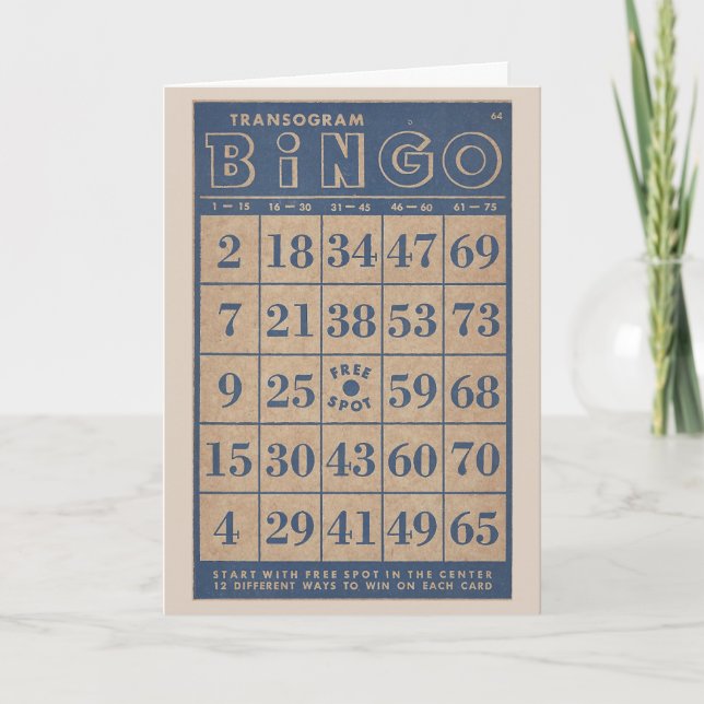 Azul y moreno retros de la tarjeta del bingo (Anverso)