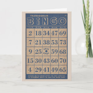Azul y moreno retros de la tarjeta del bingo