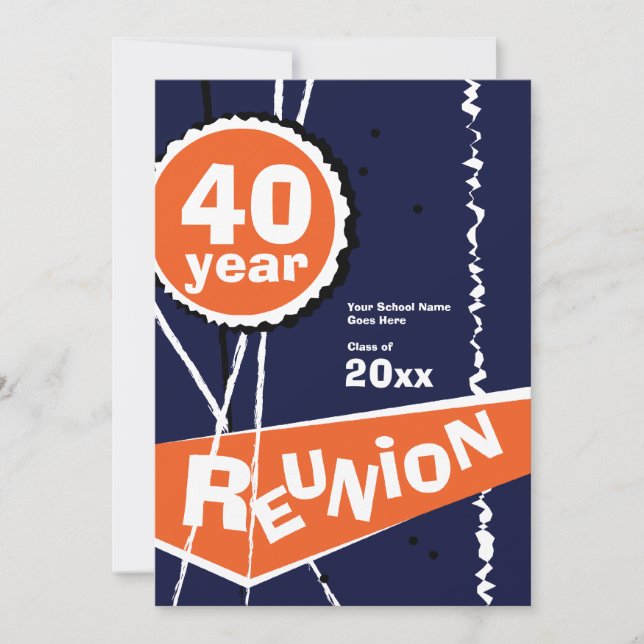 Azul y naranja invitación de la reunión de (Anverso)