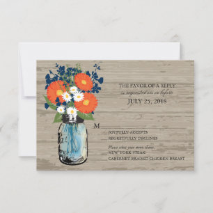 Azul y Naranja Mason Jar Wood RSVP