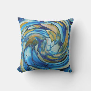 Azul Y Oro Abstracto Delfín Almohada Al Aire Libre