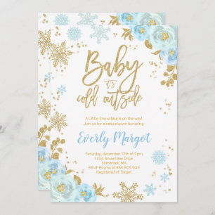 Azul y oro de la invitación de Baby Shower del