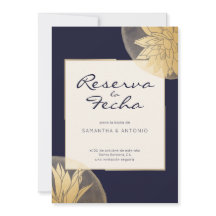 Azul y oro moderno Reserva la fecha