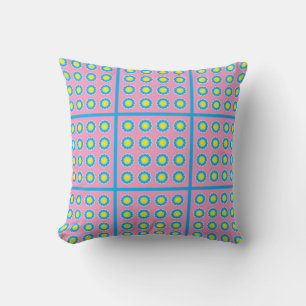 Azul y rosa de mosaico floral almohada de tiro
