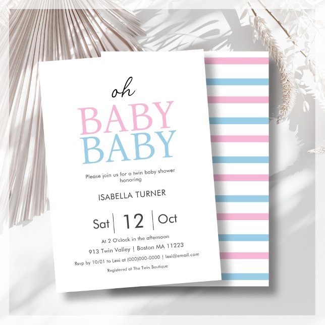 Azul y rosa | Dos invitaciones a Baby Shower (Subido por el creador)
