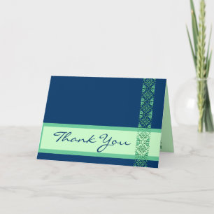 AZUL Y VERDE con agradecimiento de boda en encaje