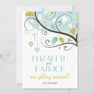 Azul y Verde   Invitación a la boda de Cute Lovebi