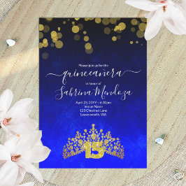 Azul zafiro, Invitación a Quinceanera Tiara Gold