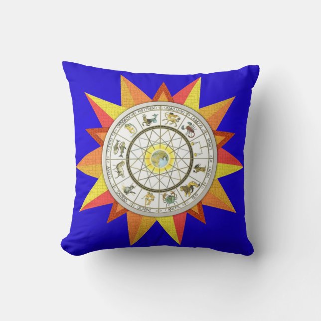 Azul zodiaco Cojín decorativo (Anverso)