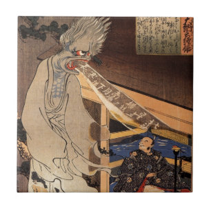 Azulejo 妖怪, zombi japonés del 国芳, Kuniyoshi, Ukiyo-e
