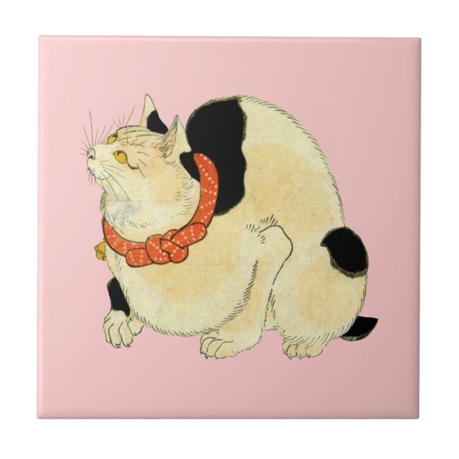 Azulejo 日本猫, gato japonés del 国芳, Kuniyoshi, Ukiyo-e (Frente)