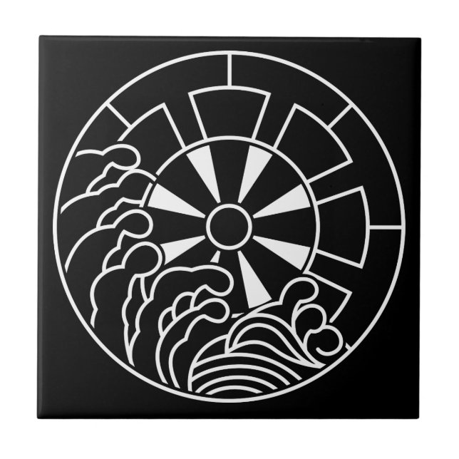 AZULEJO 石持ち地抜き浪に源氏車 (Frente)