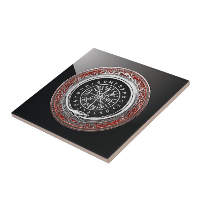 Azulejo [100] Vegvisir - Viking Silver Magic Runic Compass (Lado)