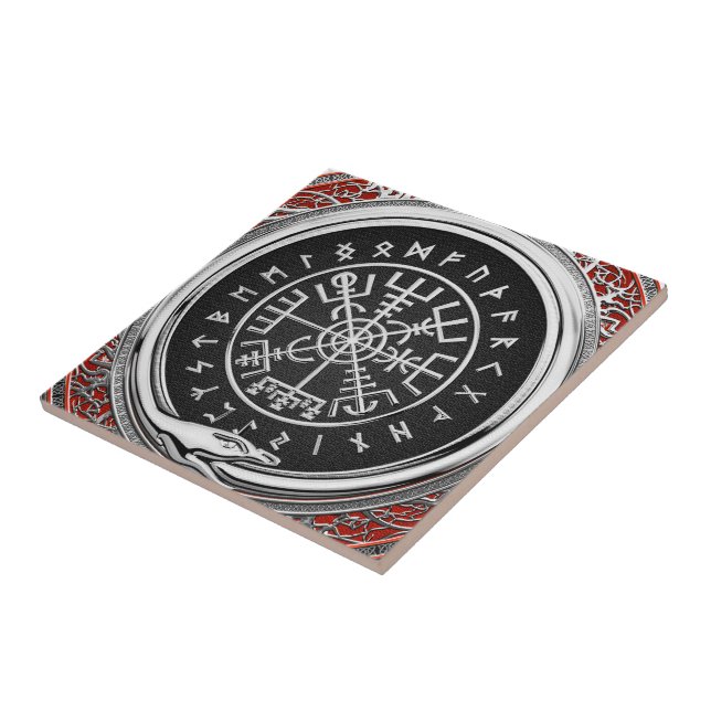 Azulejo [100] Vegvisir - Viking Silver Magic Runic Compass (Lado)