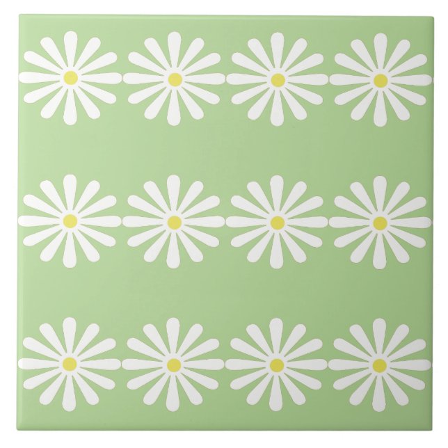 Azulejo 12 margaritas blancas con centros amarillos sobre  (Frente)