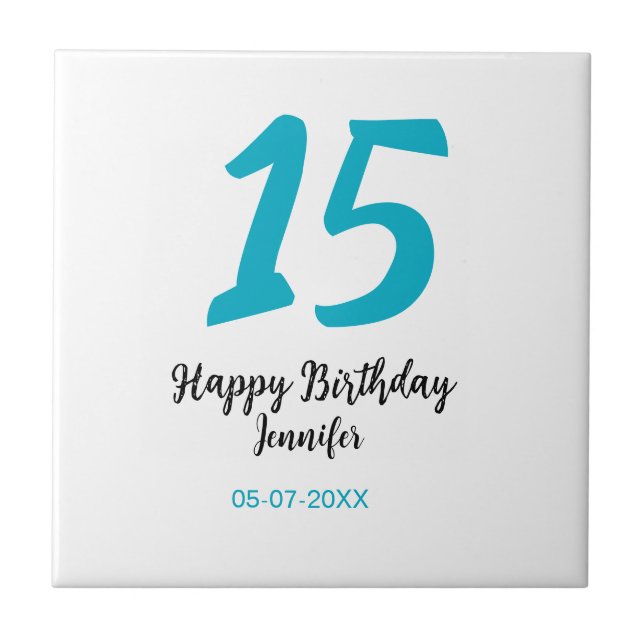 Azulejo 15 años quiencenera añadir fecha año azul templ (Frente)