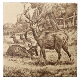 Azulejo 1879 William Wise Animal Series Deer Tile Repro