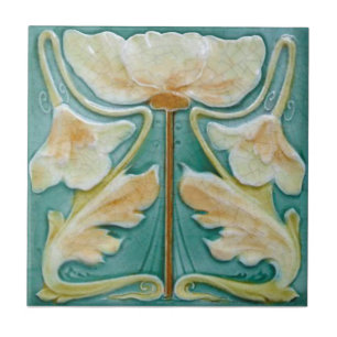 Azulejo 1900 Malkin Art Nouveau Floral Repro Faux Relief