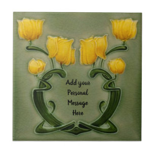 Azulejo 1905 Richards Repro Amarillo Verde Art Nouveau