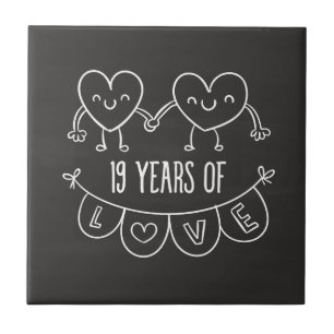 Azulejo 19° Aniversario Regalo Corazones de Chalk