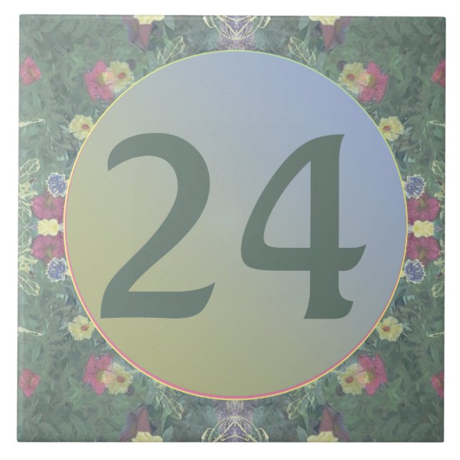 Azulejo (1-2 Dígitos)Número de Casa Tile Floral (Frente)