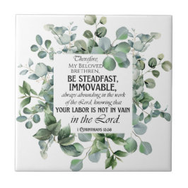 Azulejo 1 Corintios 15:58 Inspirador Verso Eucalipto