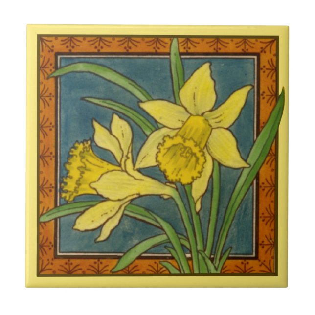 Azulejo 1 de 8 transferware repro victoriano Maw daffodil (Frente)