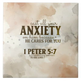 Azulejo 1 Peter 5:7 Arrojar tu ansiedad sobre Su Biblia Ve