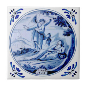 Azulejo 1: Reyes:19 Angel Awakens Elijah Blue Delft Repro