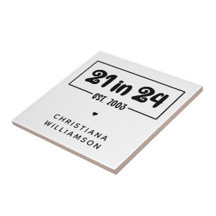 Azulejo 21º cumpleaños 21 personalizado en 24 Est 2003 Cum