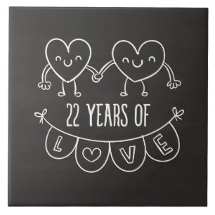 Azulejo 22° Aniversario Regalo Corazones de Chalk