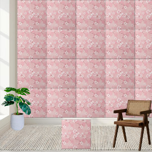 Azulejo #23 Pink Cherry Blossom Pattern Cerámica Tile